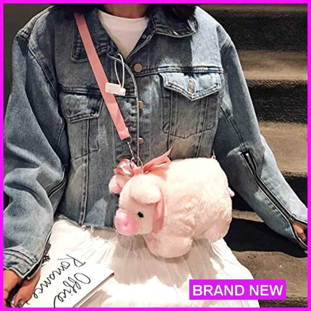 Plush Pig Crossbody Bag Kawaii Satchel Adjustable Strap Kids Gift